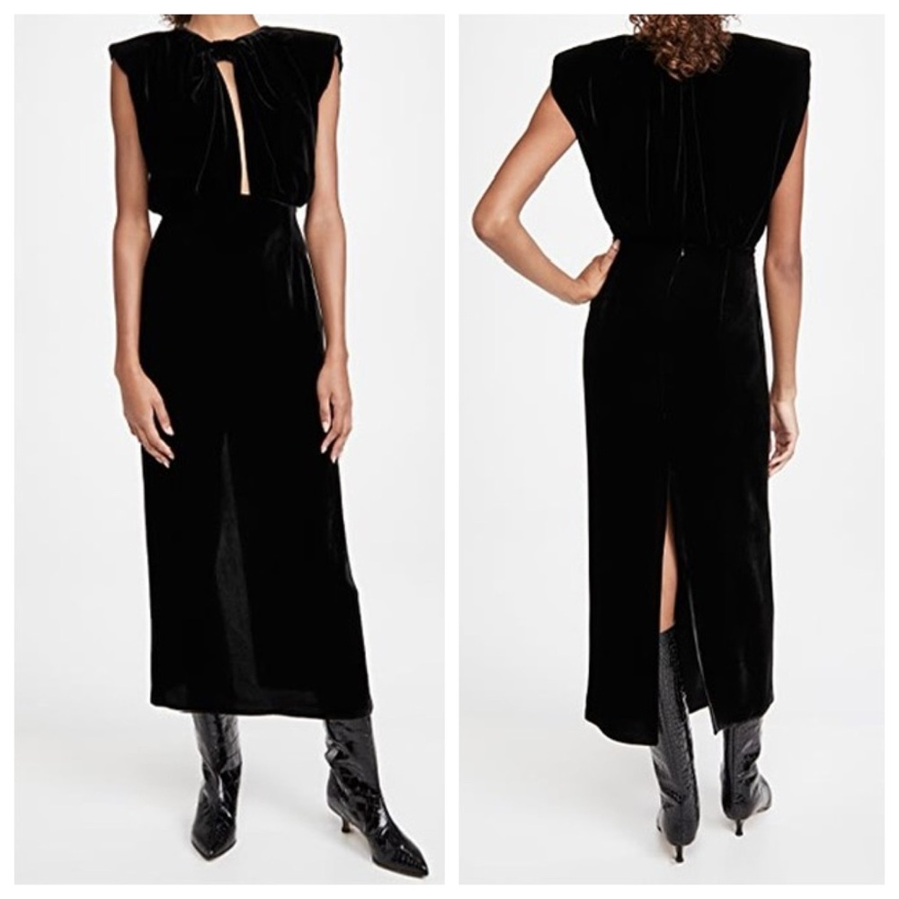 Magda Butrym Cut Out Gown Velour with padded shoulders - Picture 2 of 6